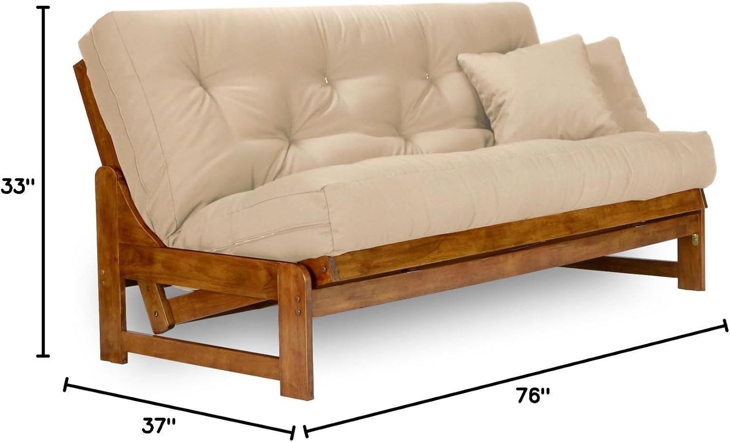 Nirvana Futons Arden Futon Set - Full Size, Frame, 8' Mattress, Microfiber Sussex Khaki Cover