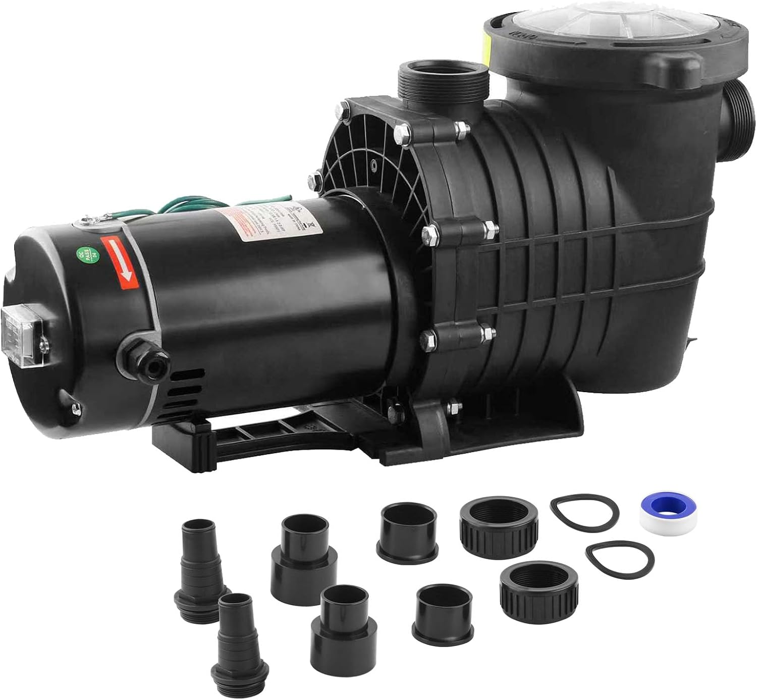 Pool Pump Above Ground/Inground,1.5HP 6600 GPH Powerful Selfpriming Pool Pump for 15,000-31,000 Pools for Dual Voltage Swimming Pump with Strainer Basket,Includes Pipe Fittings
