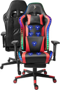 Adult Video Gaming Chair with 7-Point Massage Function and Speakers,Ergonomic Gaming Chair with Footrest and Lumbar Support,PU Leather, 360° Swivel,180° Tilt High Back Office Chair.,Red