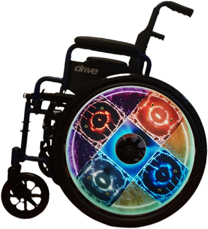 Wheelchair Wheel Covers Waterproof Designer Cover for Wheelchair Wheels, Enhances Aesthetics, Easy Install/Remove, Lightweight, New Matt Finish (Elements)