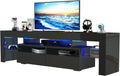 St.Mandyu 70IN LED TV Stand for 65/75/85 inch TV, High Glossy Modern Entertainment Center with Drawer and Led Lights, Television Table Media Console for Living Game Room Bedroom(Black)