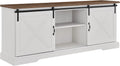 Walker Edison Corbin Modern Farmhouse Sliding X Barn Door TV Stand for TVs up to 80 Inches, 70 Inch, Reclaimed Barnwood and Brushed White