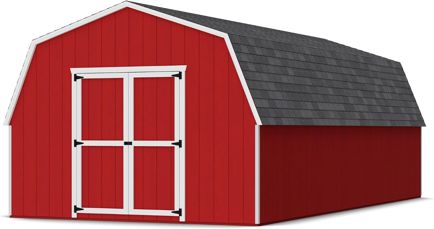 Little Cottage Co. 12x24 Value Gambrel Barn with 4 ft. Sidewalls with Floor, Outdoor Wood Storage Shed Do-It-Yourself Precut Kit