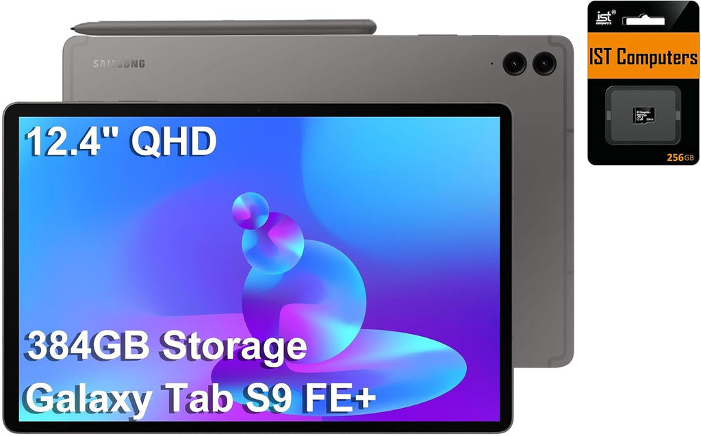 Samsung Galaxy Tab S9 FE+ Plus Android Tablet (12.4' Touchscreen, 8GB RAM, 384GB Storage (128GB+256GB SD Card), Long Battery Life, S Pen, 8MP + 12MP Cameras, Lightweight Design), SM-X610, NA Version