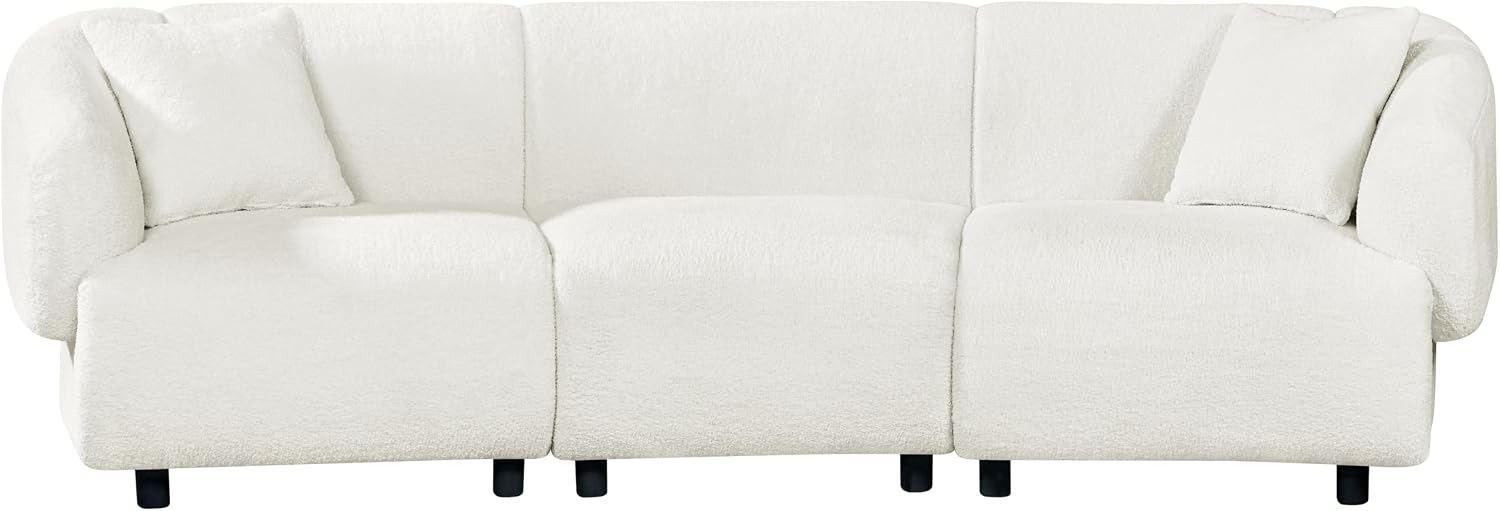 Christopher Knight Home Obito Boucle Upholstered 3-Seater Sofa, Modern Home Sofa Living Room, Wooden Large Upholstered Sofa Couch for Apartment/Home Office, Light Beige
