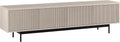 Henn&Hart Fluted TV Stand for TVs up to 85' with 2 Open-Concept Ribbed Storage Cabinets for Living Room, Family Room, or Office, Beech White