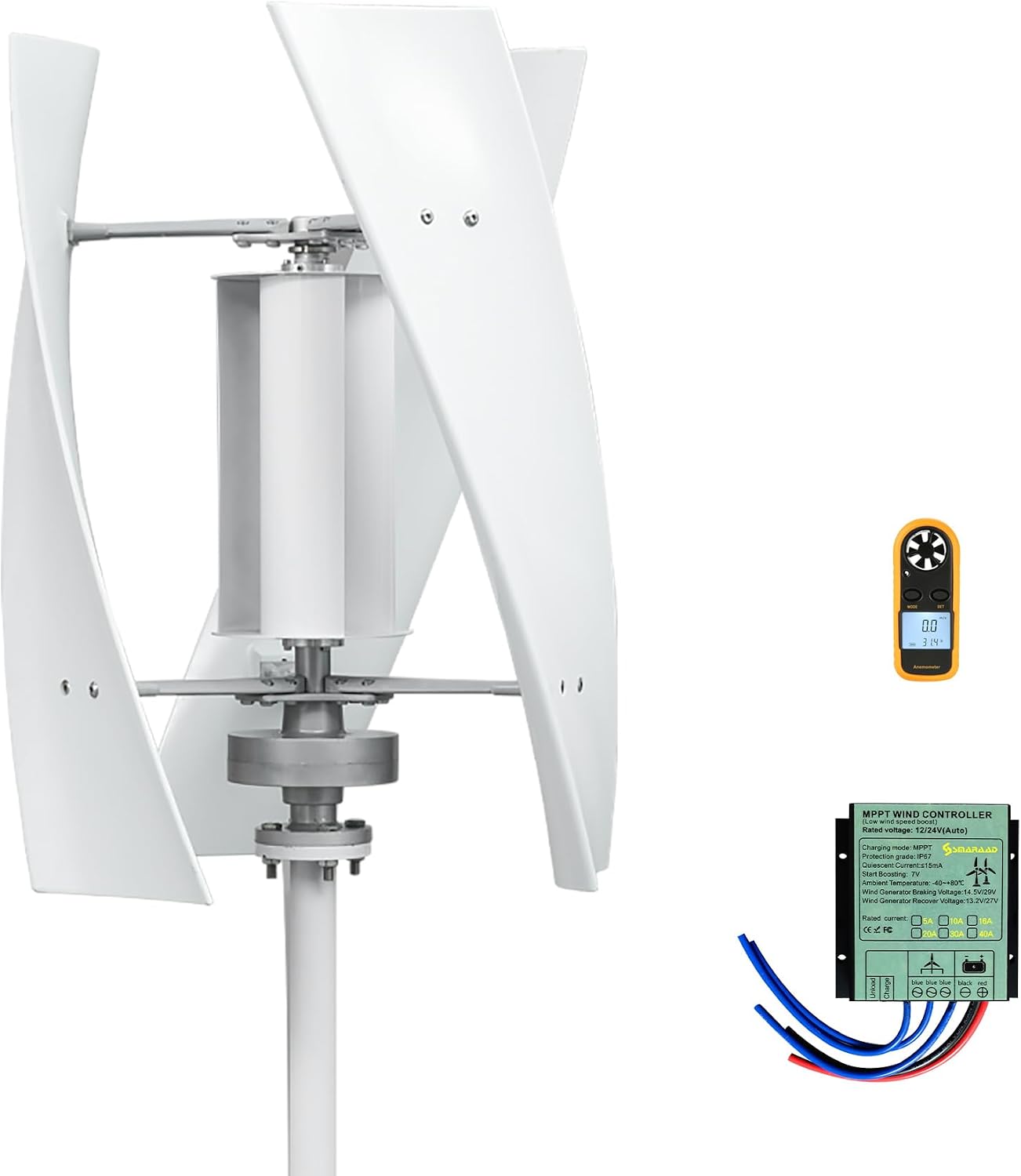 Smaraad Vertical Wind Turbine Generator Kit 600W 24V, Wind Generator Kit with Charge Controller, Wind Power Generator for Marine, RV, Home, Windmill Generator Suit for Hybrid Solar Wind System