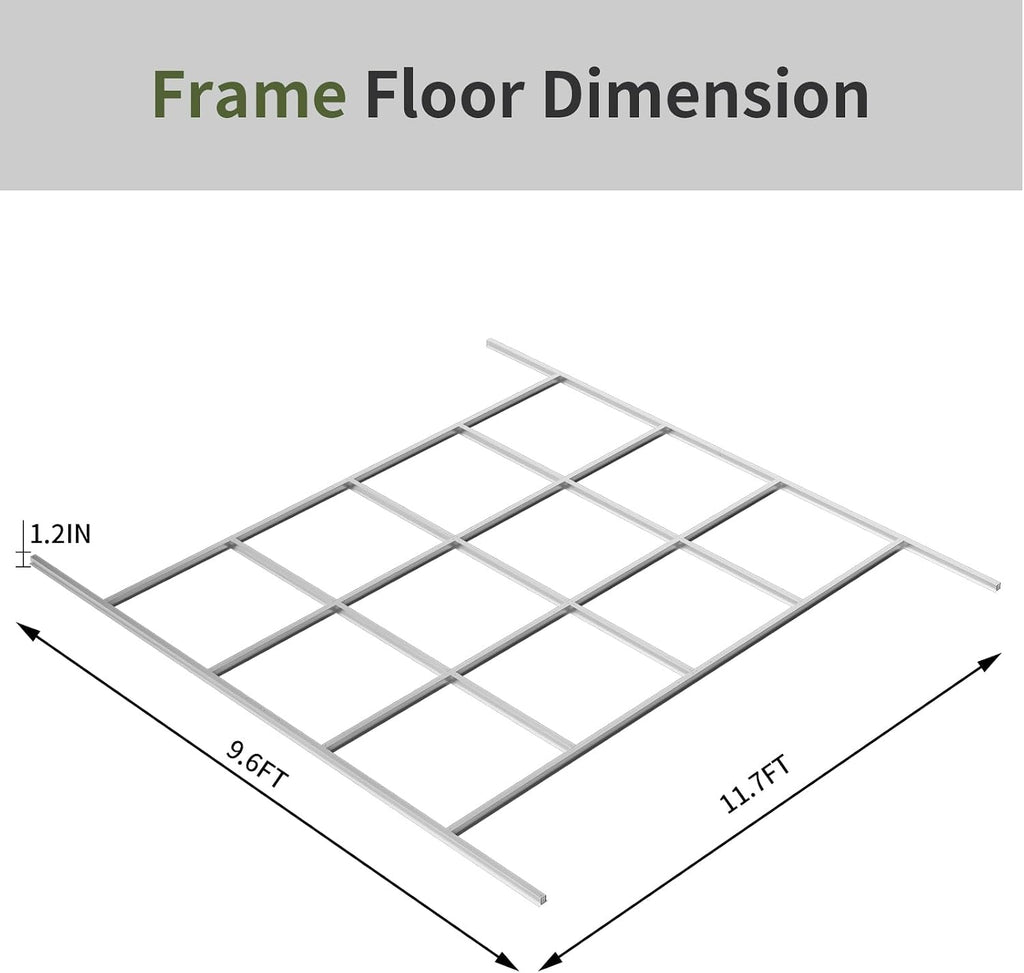 Florise Frame Floor for Outdoor Storage Shed, Stainless Steel Durable and Weather-Resistant, for 10x12 FT Large Storage Sheds Use