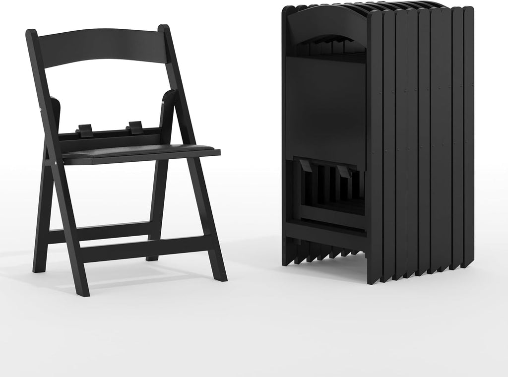 Flash Furniture Hercules Set of 10 Kids Black Resin Folding Chair with Black Vinyl Padded Seat
