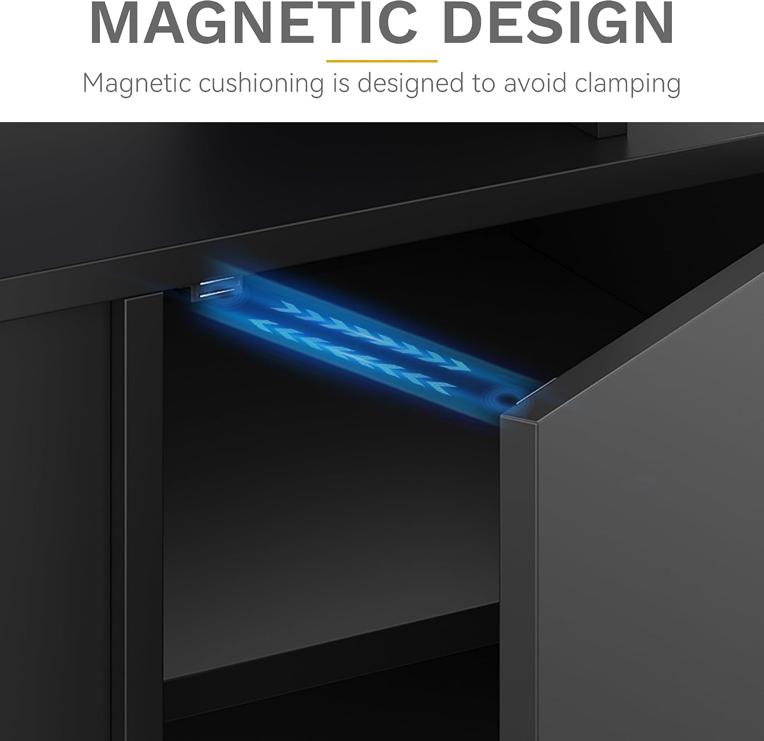 DWVO Modern TV Stand for 75 Inch TVs, Entertainment Center with LED Lights, TV Console with Storage Cabinets & Movable Partition for Living Room, Black