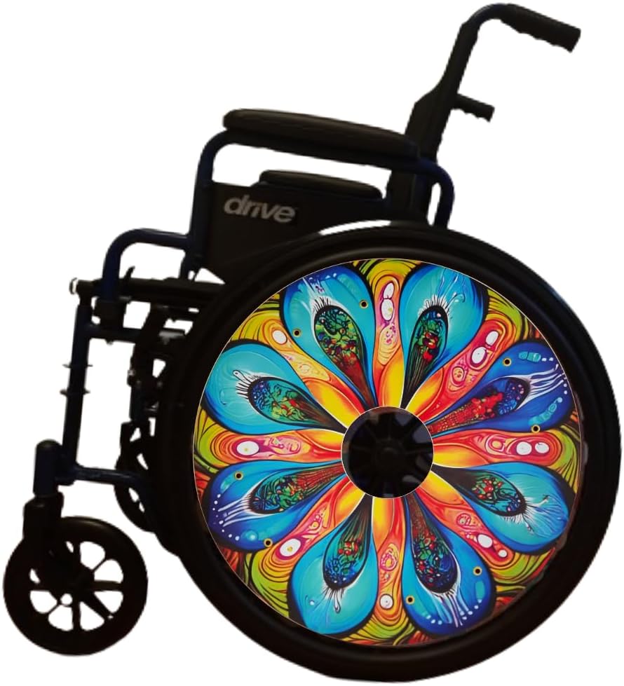 Designer Cover for Wheelchair Wheels, Enhances Aesthetics, Easy Install/Remove, Lightweight, New Matt Finish (Pretty Petals)