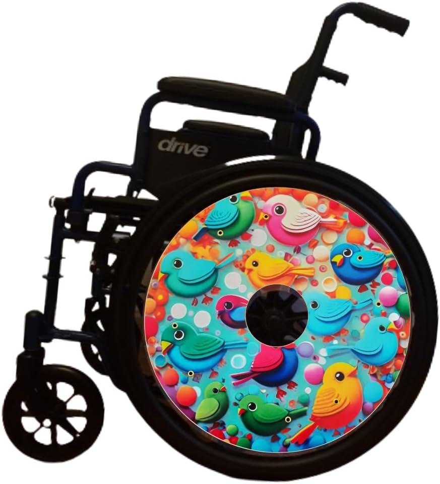 Designer Cover for Wheelchair Wheels, Enhances Aesthetics, Easy Install/Remove, Lightweight, New Matt Finish (Flutter and Fly)