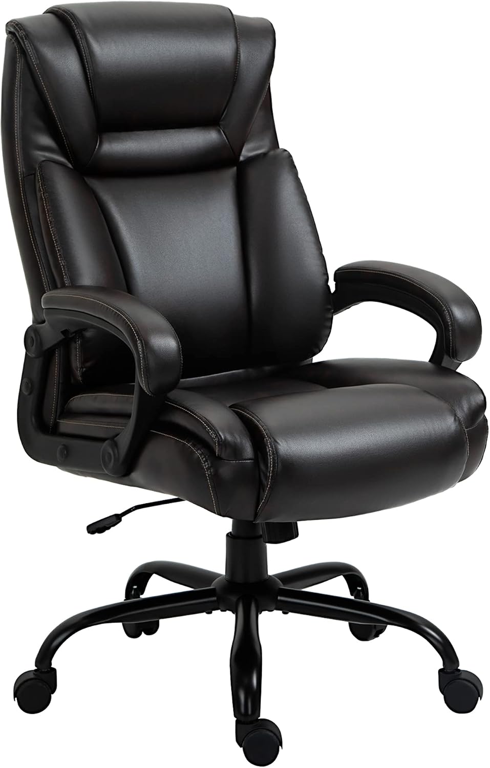 Ergonomic Office Chair,Big and Tall 400 lbs Executive Computer Desk Chairs with Wide Seat High Back PU Leather,Adjustable Height Swivel Wheels for Adults Gaming Home, Bedroom Furniture,Brown