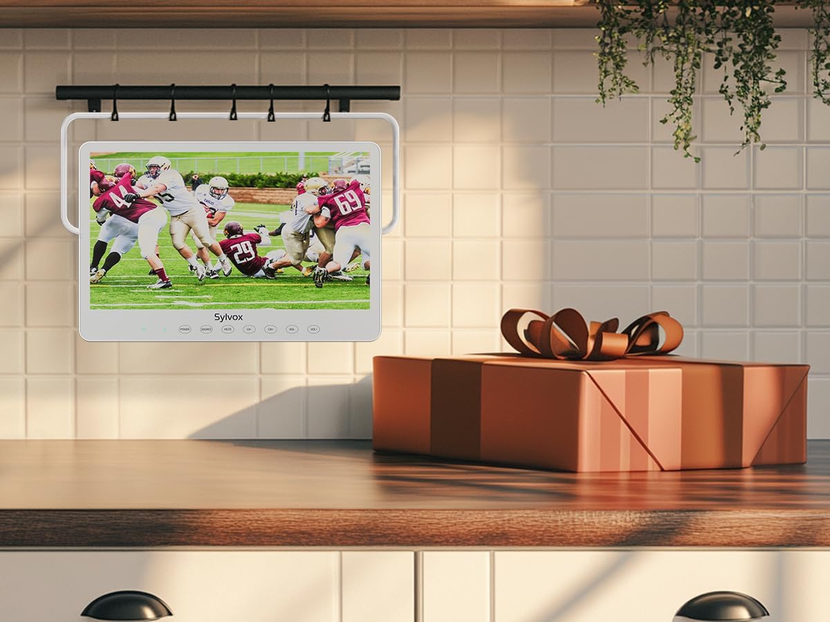 SYLVOX 15.6' Portable TV, 1080P Smart TV, 10000mAh Battery (6H), Rechargeable, IP66 Waterproof, Supports Apps & Voice Control. Perfect for RV, Kitchen, Camper & More