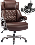 Big and Tall 400lbs Office Chair - Adjustable Lumbar Support Quiet Rubber Wheels Heavy Duty Metal Base, High Back Large Executive Computer Desk, Thick Padded Ergonomic Design for Back Pain