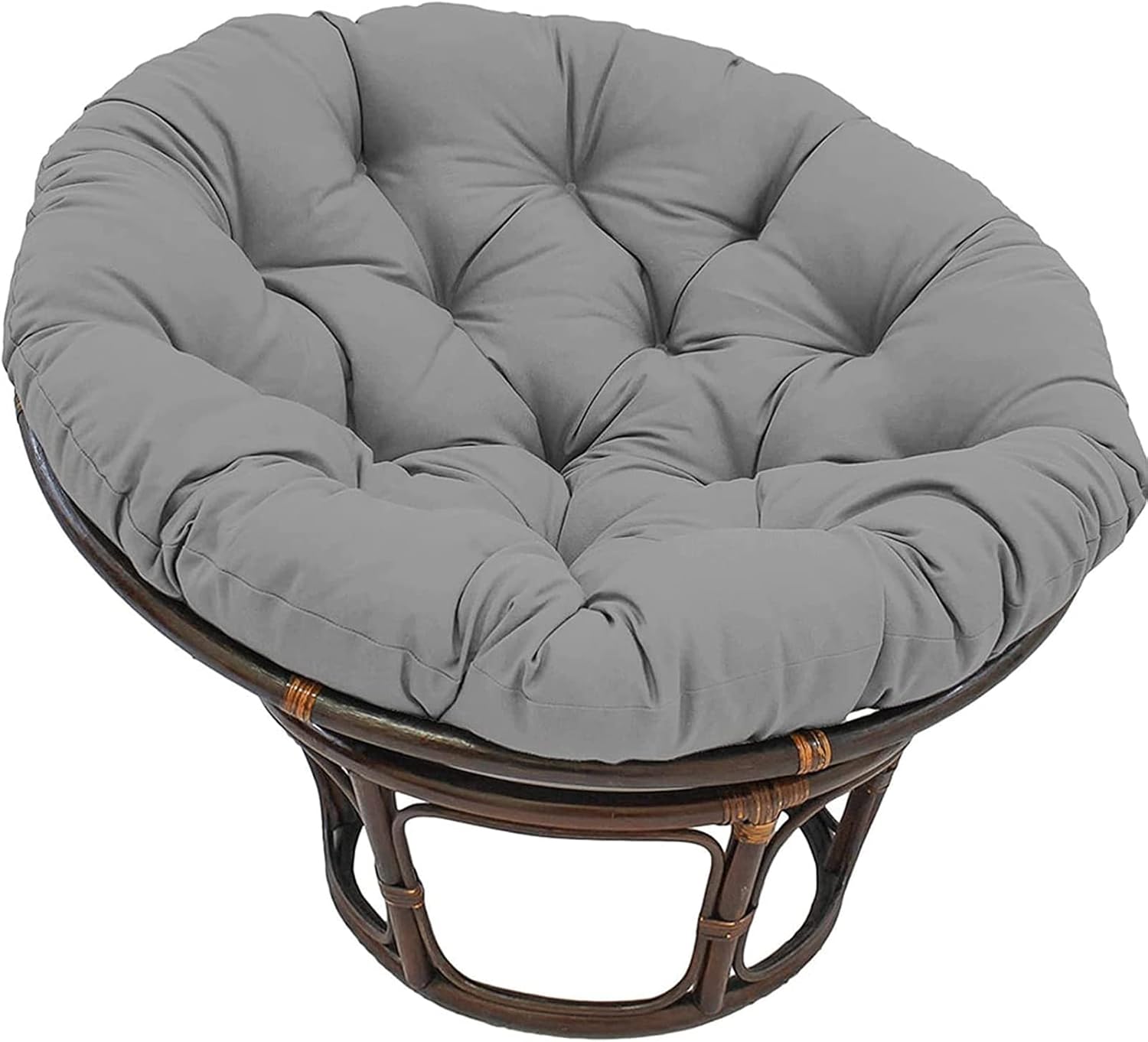 Papasan Chair Cushion Only Outdoor Waterproof Cloth Hammock Chair Pillow Pad Thicken Garden Hanging Chair Moon Radar Chair Cushions with Cotton Lining Soft and Comfortable,Gray,51in