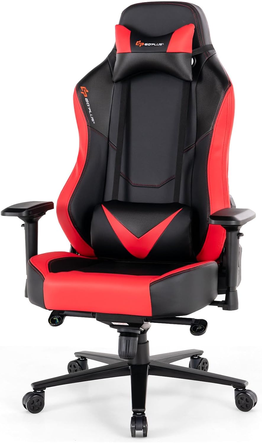 POWERSTONE Big and Tall Gaming Chair 400LBS, Fabric Computer Chair Racing Style High Back Gamer Chair with Adjustable Lumbar Support, 4D Armrest,Wide Seat for Adult Teens (Red)