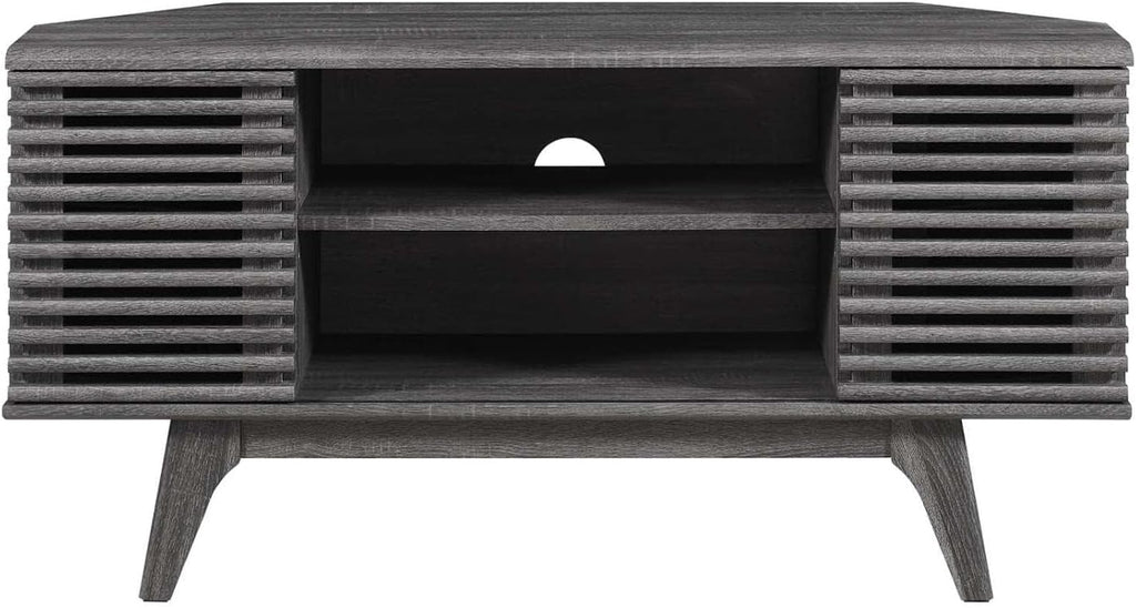 Modway Render Mid-Century Modern Low Profile 46' Corner Media TV Stand in Charcoal