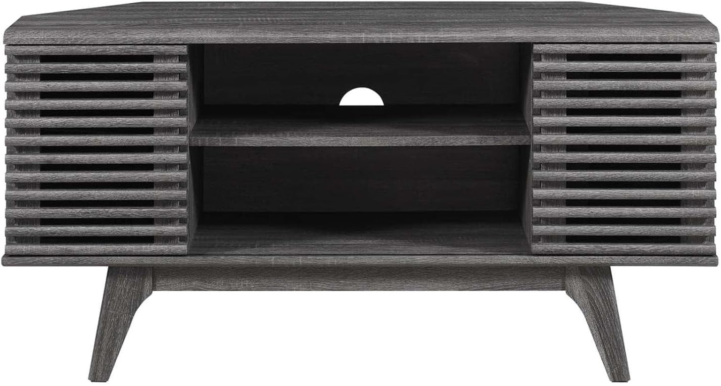 Modway Render Mid-Century Modern Low Profile 46' Corner Media TV Stand in Charcoal