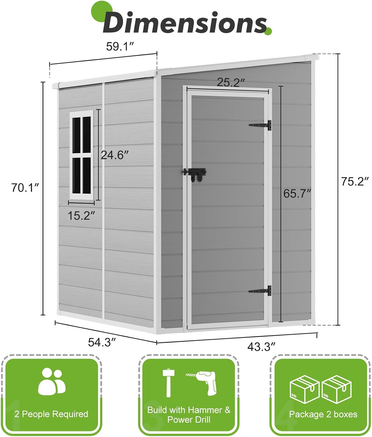5x4 Shed Resin Outdoor Storage with Floor Included, Lean to Sheds Waterproof Small Plastic Garden Tool Sheds