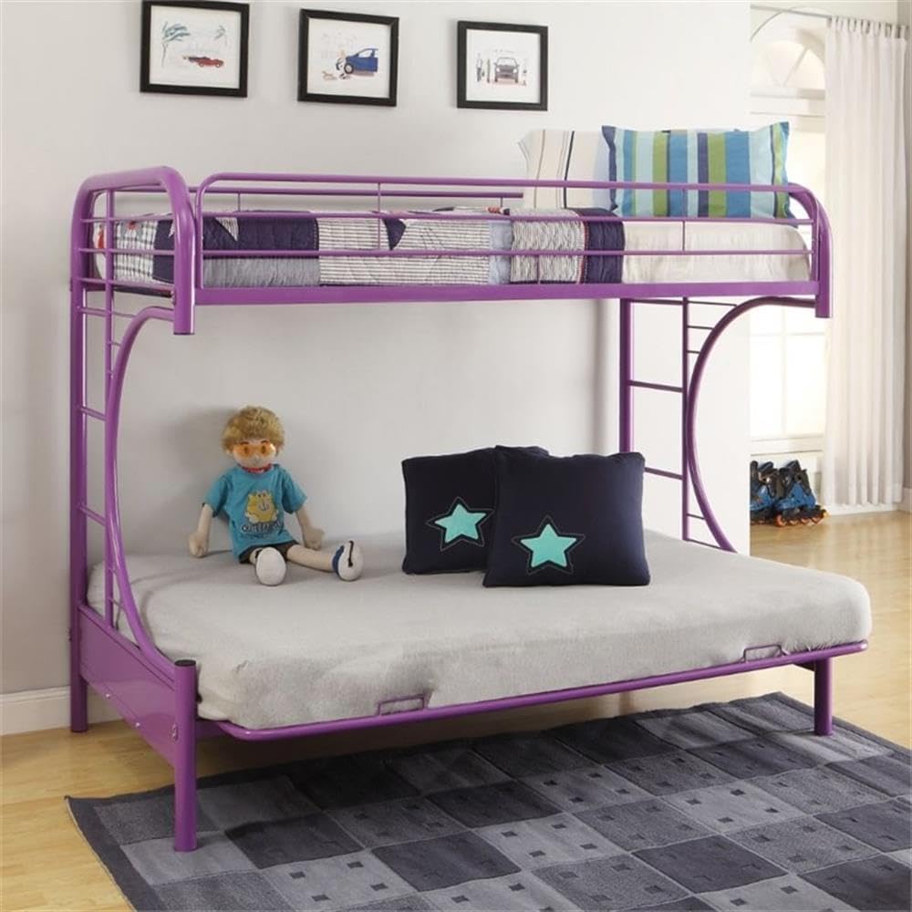 Acme Furniture Eclipse Twin Over Full and Futon Bunk Bed in Purple