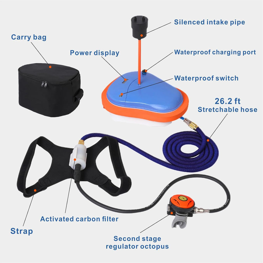 Air 1, Airline Approved Scuba Diving Ventilator, Tankless Diving System, Portable Rechargeable Scuba Diving Tank, Waterproof Air Compressor, Swimming Pool Toys Diving Toys