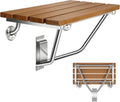 24'' Folding Shower Seat Wall Mounted, Folding Shower Bench with Stainless Steel Bracket, 500lb Load Capacity, for Elderly, Pregnant Women, Kids, Disabled