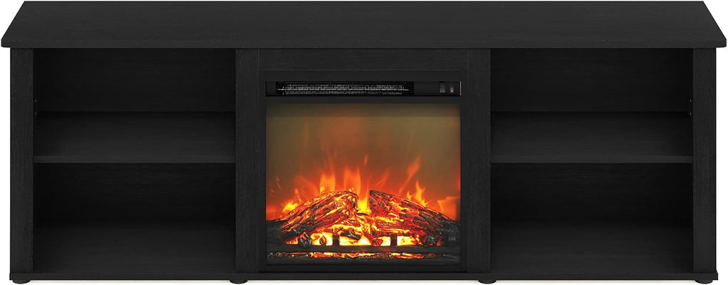 Furinno Classic 70 Inch TV Stand with Fireplace, Americano