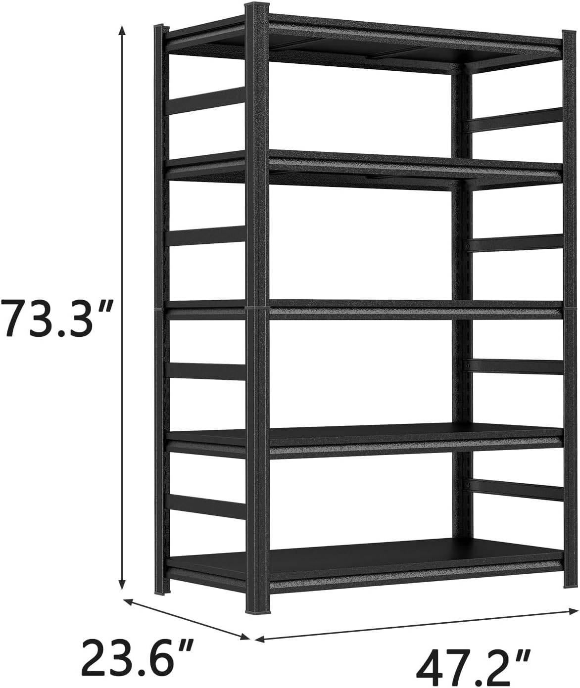Metal Garage Shelving Unit, Heavy Duty Adjustable Storage Shelves, Steel Shelving, 3000 lbs Capacity, Industrial Shelves for Heavy Tools and Equipment, 5Tier-47.2' Wx 23.6' Dx 73.3' H