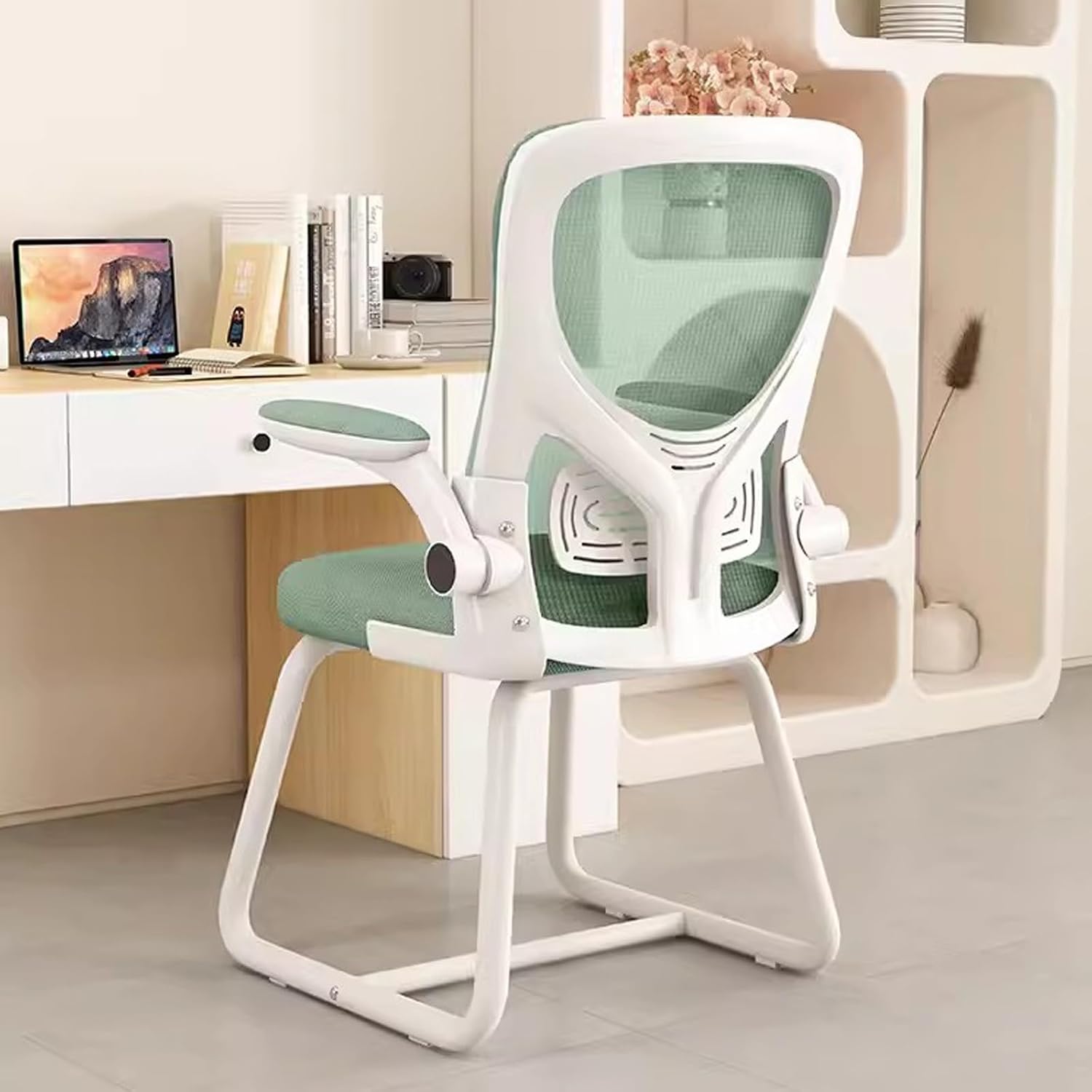 Ergonomic Office Chair, Mesh Back Computer Chair, 90° Flip Armrest, for Dormitory, Study Room, Office, Desk, Gaming Chair (Color : B)