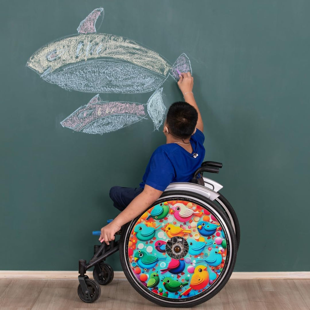 Designer Cover for Wheelchair Wheels, Enhances Aesthetics, Easy Install/Remove, Lightweight, New Matt Finish (Flutter and Fly)