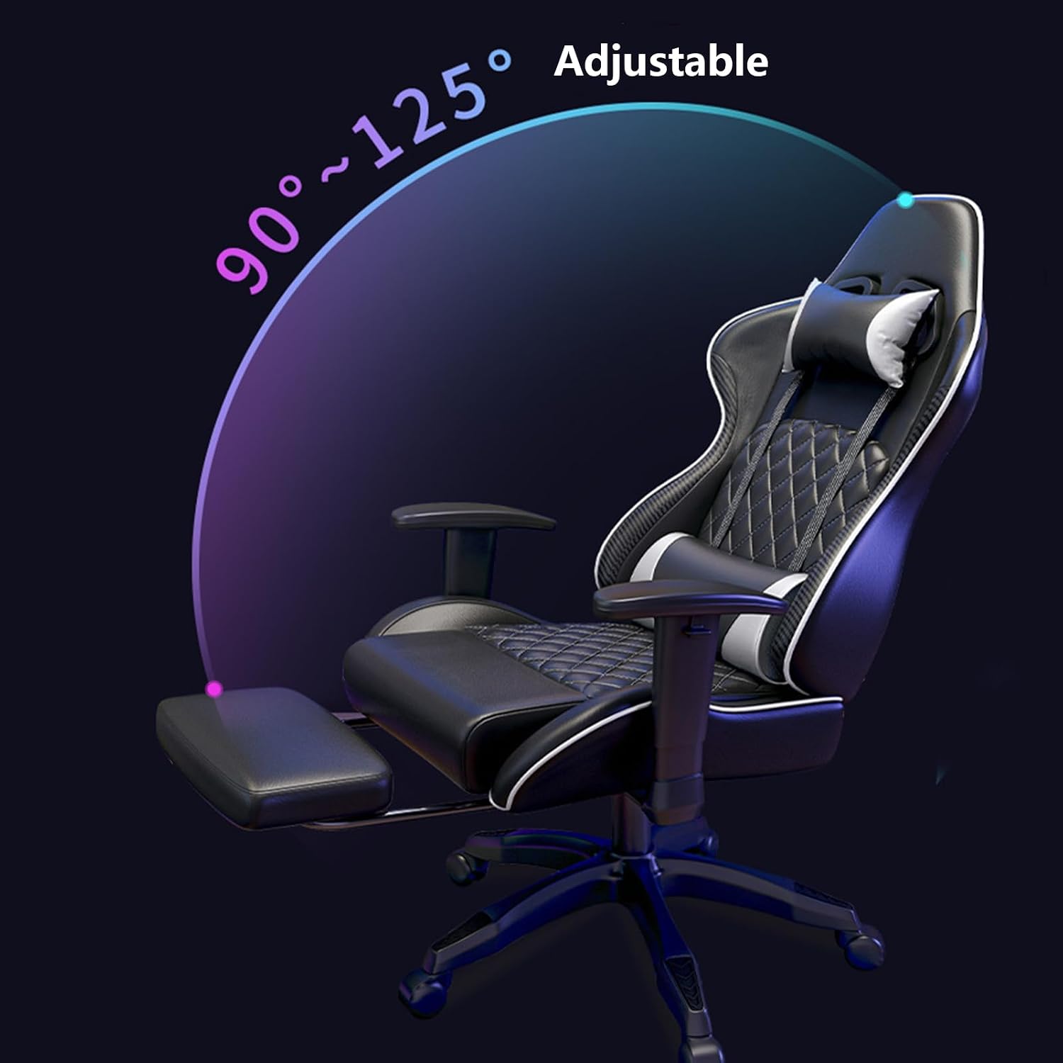 Gaming Chair Computer Chair with Footrest Breathable PVC Leather Video Game Chairs with Lumbar Support and Headrest 360 Degree Swivel Chair with Adjustable Ergonomic Backrest for Adults