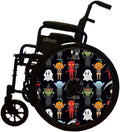 Designer Halloween Spooky Ghost Cover for Wheelchair Wheels, Enhances Aesthetics, Easy Install/Remove, Lightweight, for Boys and Adults (Happy Halloween)