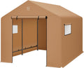 Best Choice Products 10x8ft Outdoor Storage Shed, Carport, Canopy Shelter, Dual Doors & Windows, Metal Frame, Weather-Resistant, Perfect for Storing Motorcycle, Bike, Garden Tools – Tan