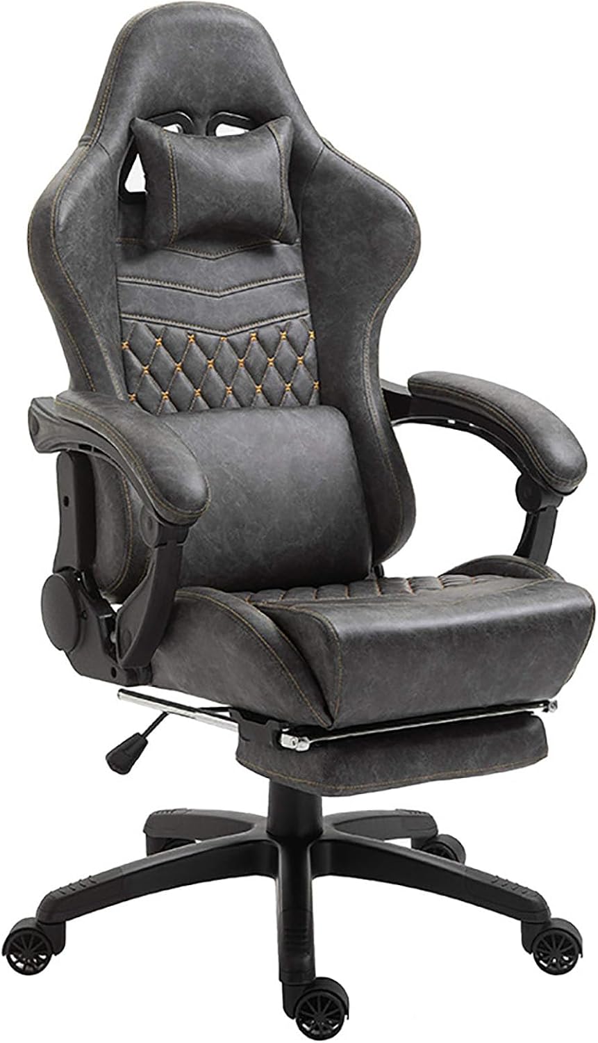 Ergonomic Office Chair Computer Chair with Lumbar Support Big and Tall Gaming Chairs for Adults with Footrest Swivel Seat Height Adjustable Computer Chair with Headrest Gray