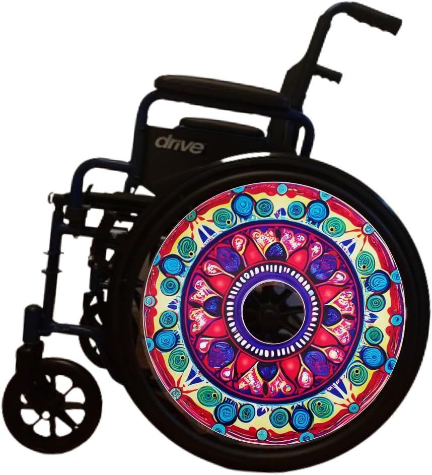 Designer Cover for Wheelchair Wheels, Enhances Aesthetics, Easy Install/Remove, Lightweight, New Matt Finish (Rangoli Design)