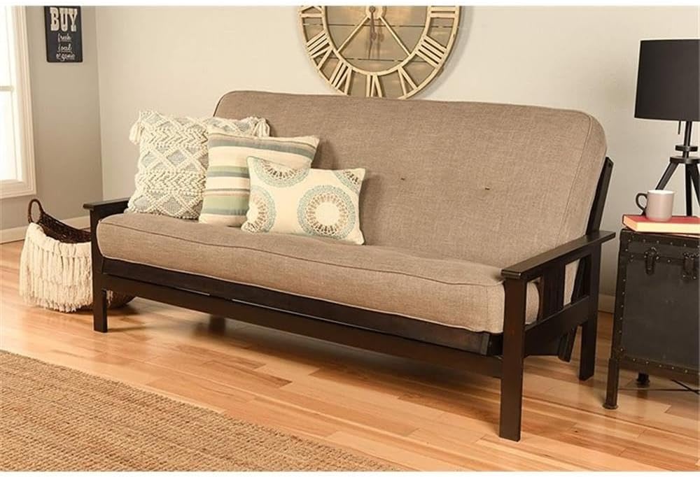 Pemberly Row 8' Full Size Spring Futon Mattress Replacement, Linen Sleeper Sofa Bed Mattress, Stone Gray-Frame Not Included