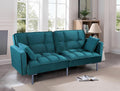 Container Furniture Direct Regal 75.6' Velvet Convertible Sofa Bed - Mid-Century Sleeper Couch w/Tufted Design & Metal Legs - Pull-Out Futon for Guests/Home (75.6' W x 34.6' D x 32' H), Blue