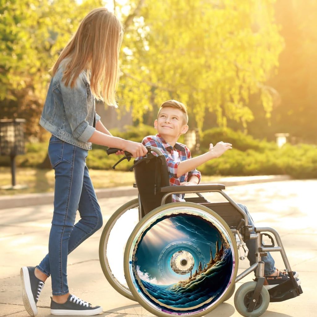Wheelchair Grad Gifts Wheel Covers Water Proof Designer Cover for Wheelchair Wheels, Enhances Aesthetics, Easy Install/Remove, Lightweight, Waterproof (Fantasyland).