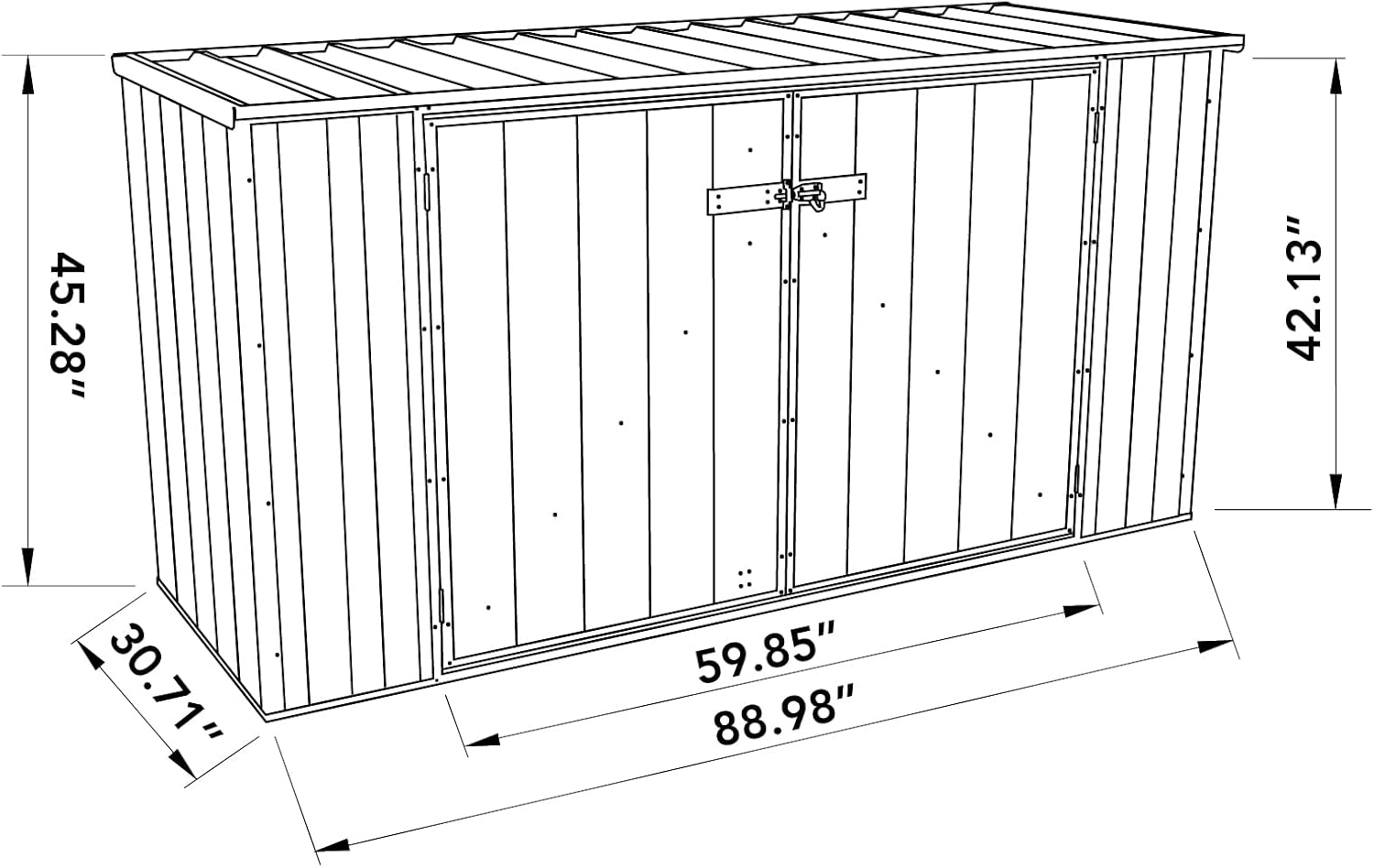 Absco Utility 7.5 Ft. x 2.5 Ft. Garbage Can Metal Storage Shed DIY Galvanized Steel Sheds for Garbage Can, Trash Bin, and Junk Storage Tools, Firewood, Gardening Equipment (Surfmist White)