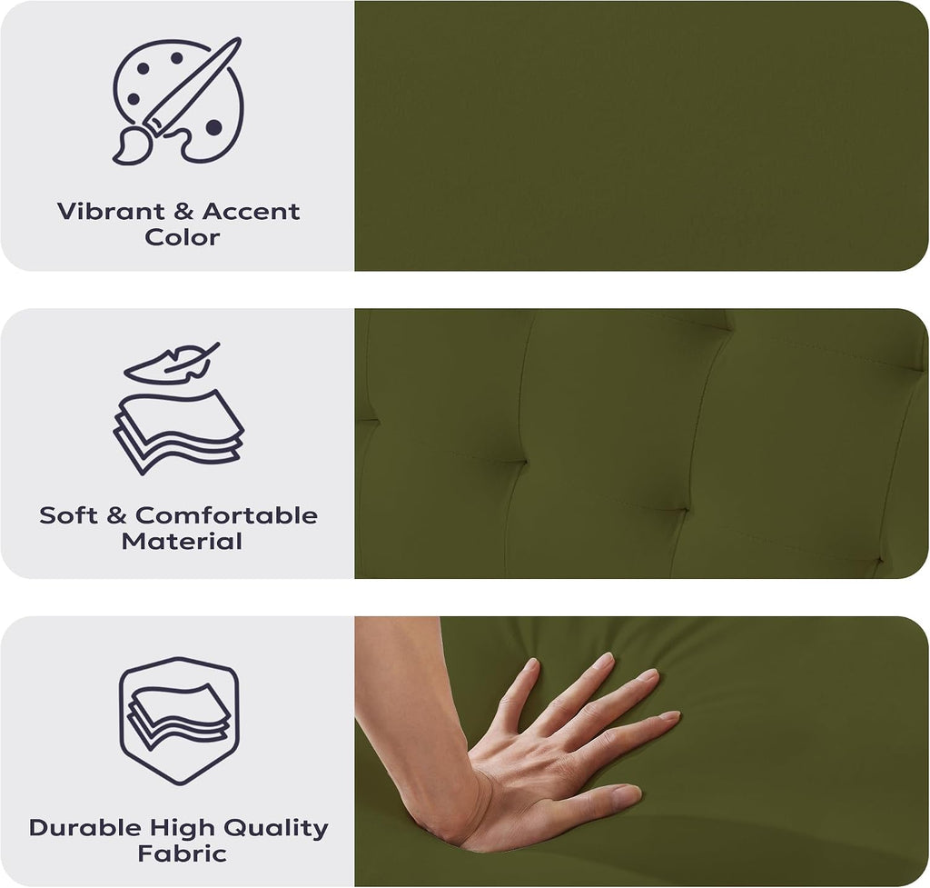 Furnify 71' Velvet Futon Sofa Bed, Versatile Loveseat Couch, Sleeper Sofa with Adjustable Backrest, Mid Century Modern Futon Couch for Small Space, Living Room, Office & Apartment, Velvet Fabric Green