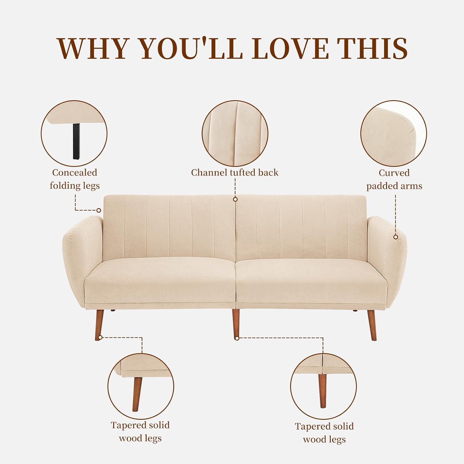 Furnimart Sleeper Sofa with Pull-Out Bed