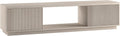 Henn&Hart Fluted TV Stand for TVs up to 78' with 2 Ribbed Side Storage Cabinets and Open Center Storage for Living Room, Family Room, or Office, Beech White