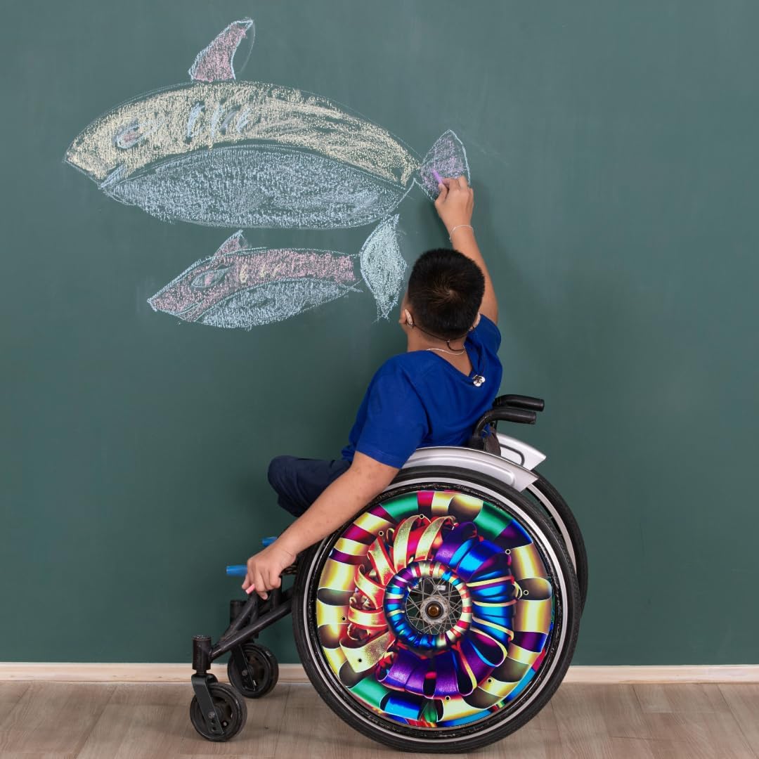 Designer Cover for Wheelchair Wheels, Enhances Aesthetics, Easy Install/Remove, Lightweight, New Matt Finish (Silky Ribbons)