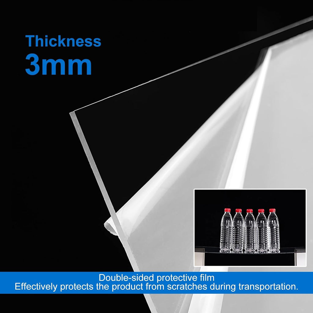 Polycarbonate Clear Plastic Sheet, 3 mm Polycarbonate Panels Shatter Resistant, Easier to Cut, Bend, for Window Panel, Hobby, Home, DIY, Industrial, Crafts(60x150cm/24x59in)