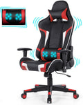 GORELAX Massage Gaming Chair, Reclining Game Room Computer Chairs for Adults w/Lumbar Support, Adjustable Arms, Wheels, Racing Style Home Office Chair for Heavy People (Red)