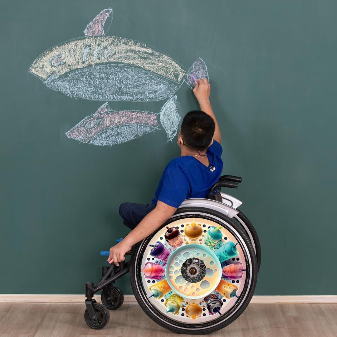 Wheelchairs Spring Designer Wheel Covers–, Cute, Waterproof Easy Install/Remove, Lightweight (Bubbly Boba) | New Durable, Gift for Boba Lovers