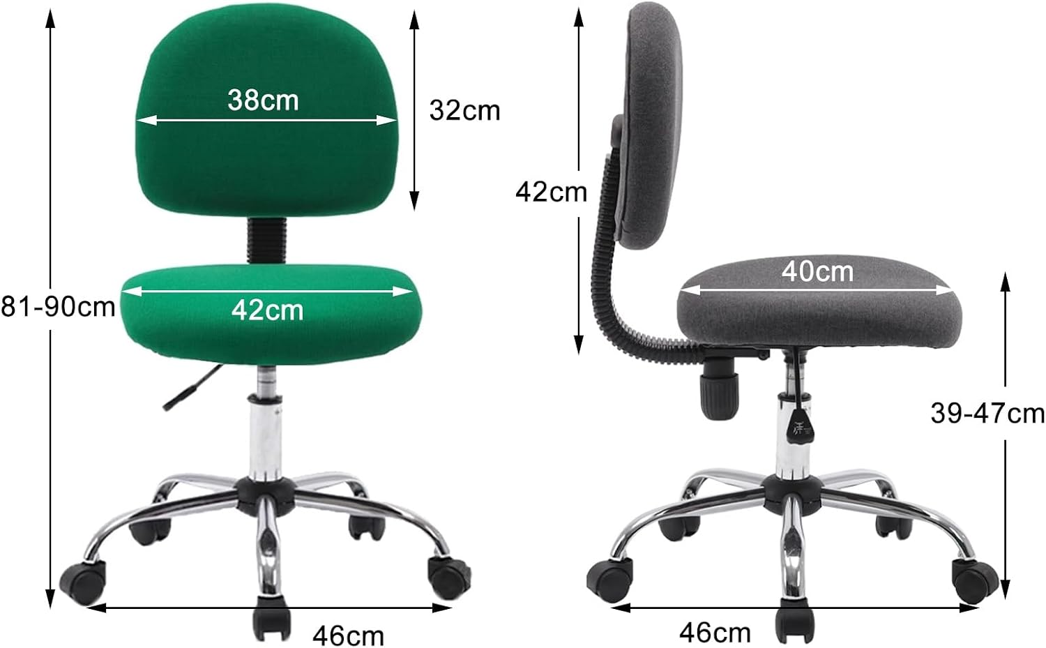 Computer Chairs for Adults Back Support Bearing 400 Lbs No Arms Liftable Swivel Chair Breathable Ergonomic Mesh Office Chair Comfortable Chair for Home, Bedroom, Study(Green)