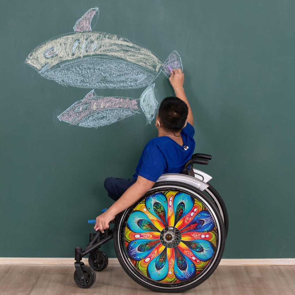 Designer Cover for Wheelchair Wheels, Enhances Aesthetics, Easy Install/Remove, Lightweight, New Matt Finish (Pretty Petals)