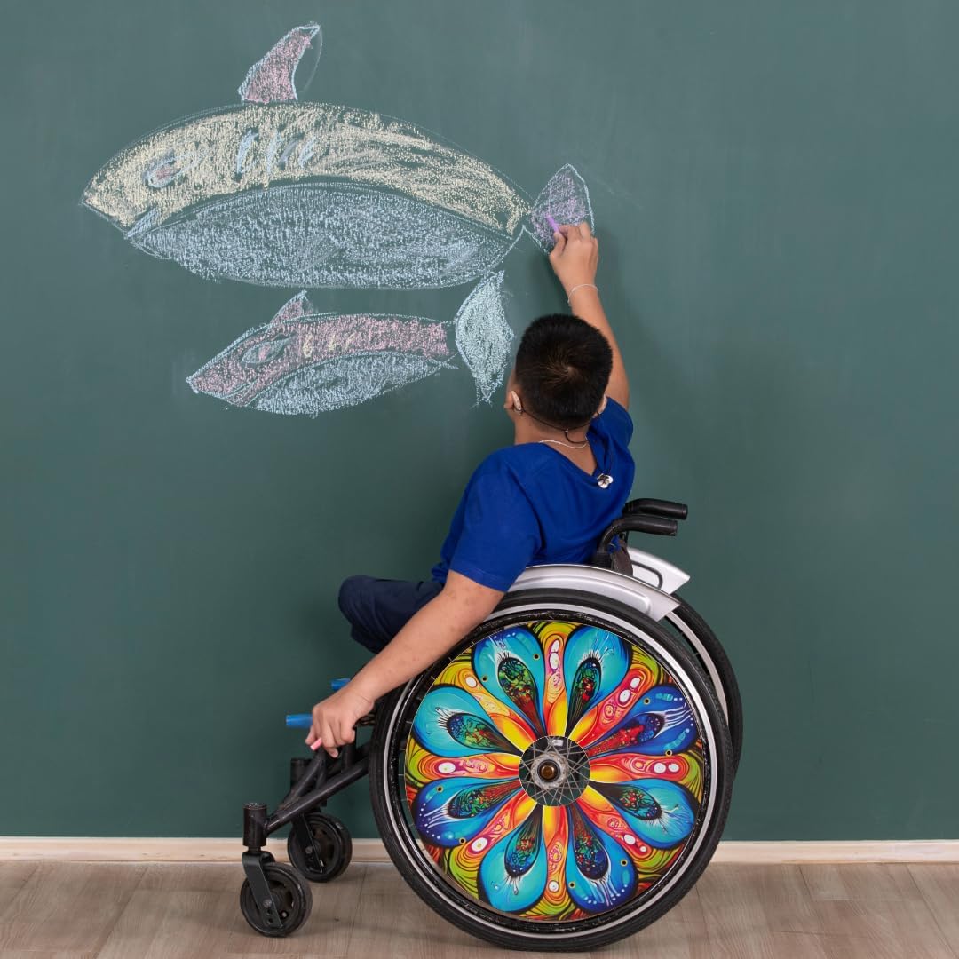 Designer Cover for Wheelchair Wheels, Enhances Aesthetics, Easy Install/Remove, Lightweight, New Matt Finish (Pretty Petals)